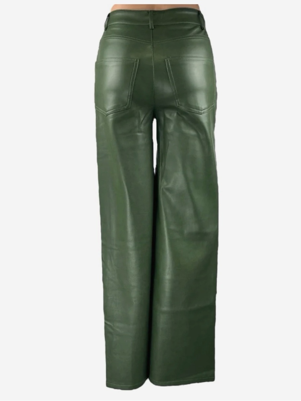 Dark Green Vegan Leather high waisted pant
